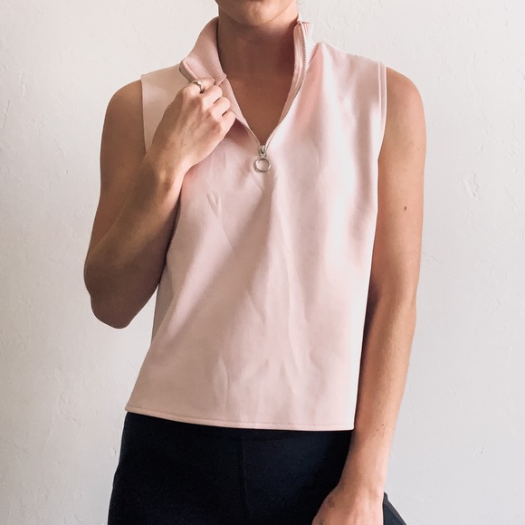 Zara Sleeveless Zipper Moto Athletic Vest Top - Picture 1 of 6